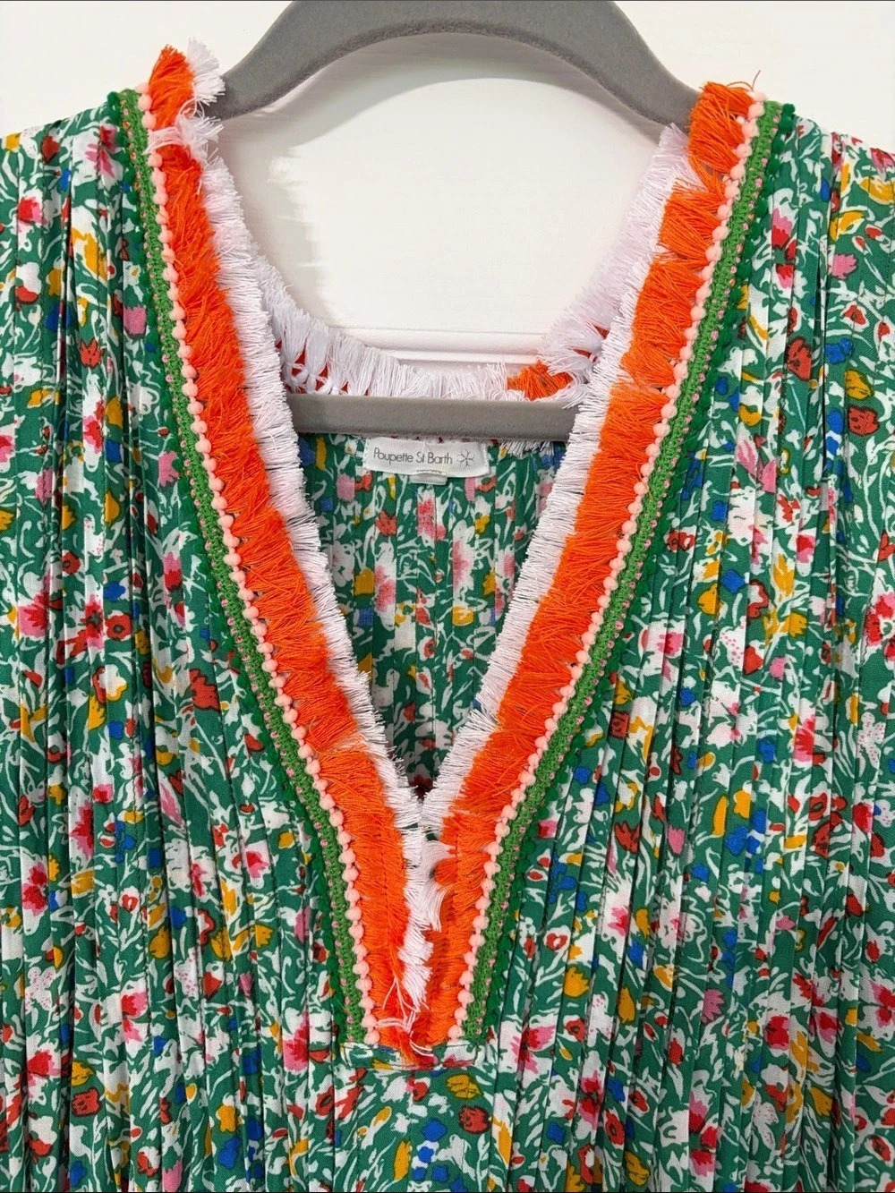 Poupette St Barth Floral Mini Dress in Green Size Small Like New
